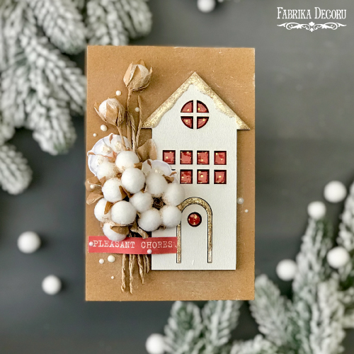 Bastelset für 5 Grußkarten "Cozy Christmas" 10cm x 15cm mit Anleitungen von Svetlana Kovtun, kraft - foto 3  - Fabrika Decoru