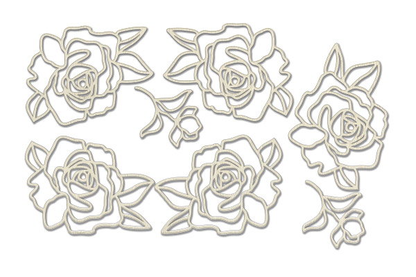 Chipboard embellishments set, "Roses" #343