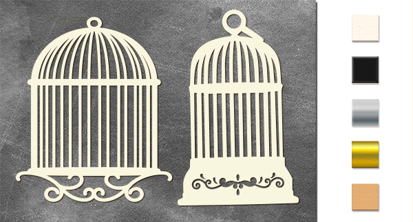 Chipboard embellishments set, Bird cages #590