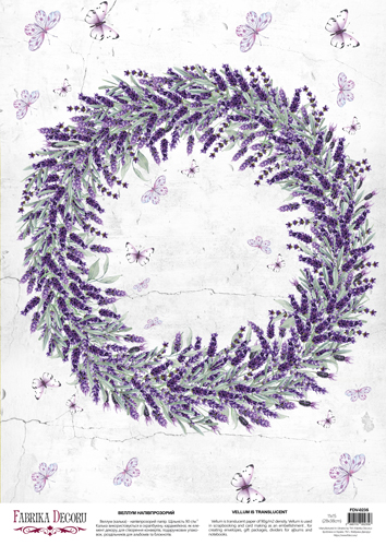 deco vellum colored sheet lavender wreath, a3 (11,7" х 16,5")