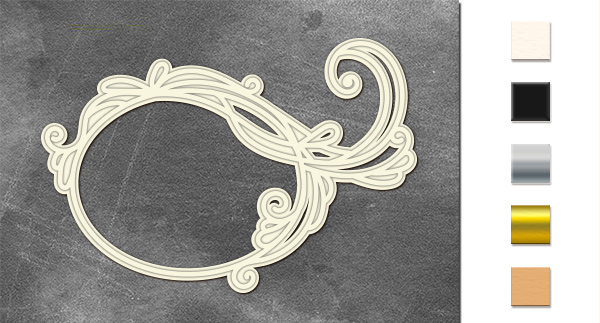 Chipboards set Oval frame asymmetric curls FDCH-557