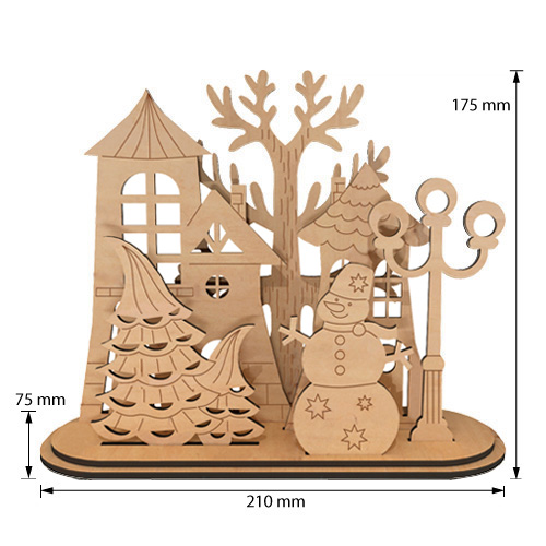 DIY wooden coloring set, desk composition "Winter Town", #030 - foto 2