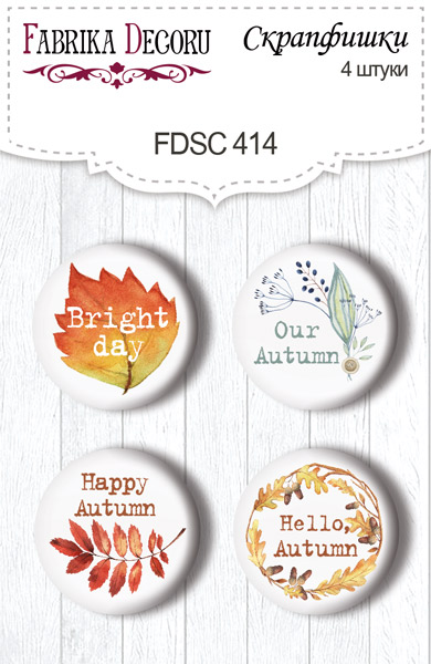 Set mit 4 Flair-Knöpfen zum Scrapbooking Colours of Autumn EN #414 - Fabrika Decoru