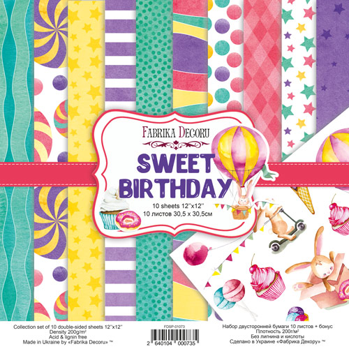 набор скрапбумаги sweet birthday 30,5x30,5 см, 10 листов