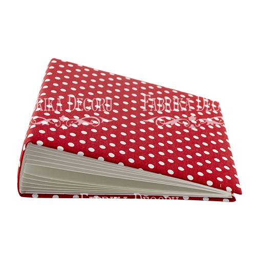 Blank album with a soft fabric cover Peas in red 20сm х 20сm