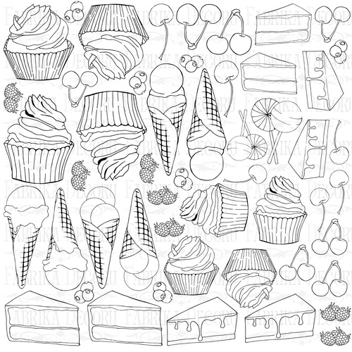 Sheet of paper 12"x12" for coloring using inks or glazes, Candy shop