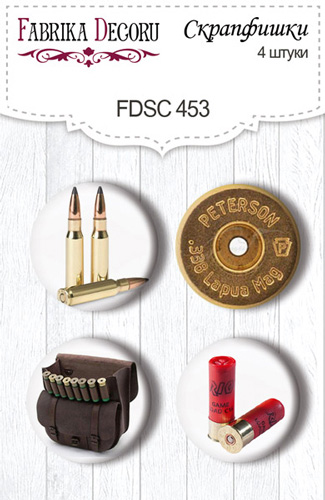 Set mit 4 Flair-Knöpfen zum Scrapbooking im Militärstil #453 - Fabrika Decoru