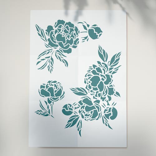 Stencil reusable, 15x20cm Peony passion, #418 - foto 1