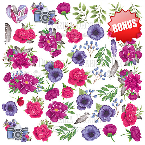 Double-sided scrapbooking paper set Mind Flowers 12"x12" 10 sheets - foto 11