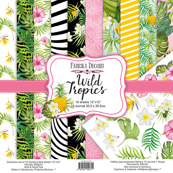 Doppelseitig Scrapbooking Papiere Satz Wild Tropics, 30.5 cm x 30.5cm, 10 Blätter - Fabrika Decoru