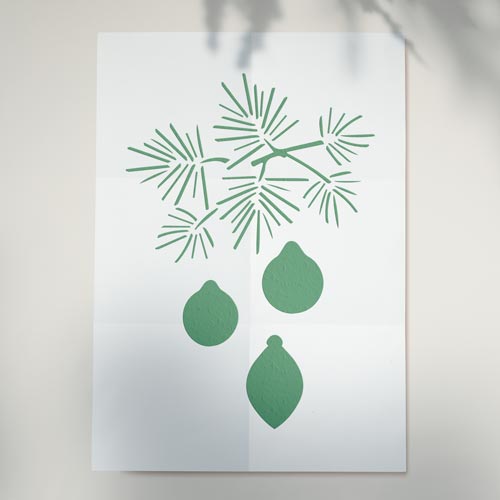 Stencil for crafts 15x20cm "Sprig of spruce with toys" #062 - foto 0