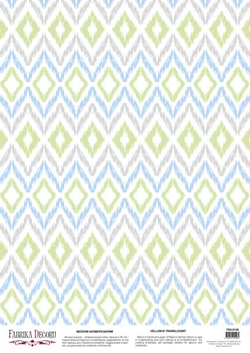Deco vellum colored sheet Boho rhombuses in light green, A3 (11,7" х 16,5")