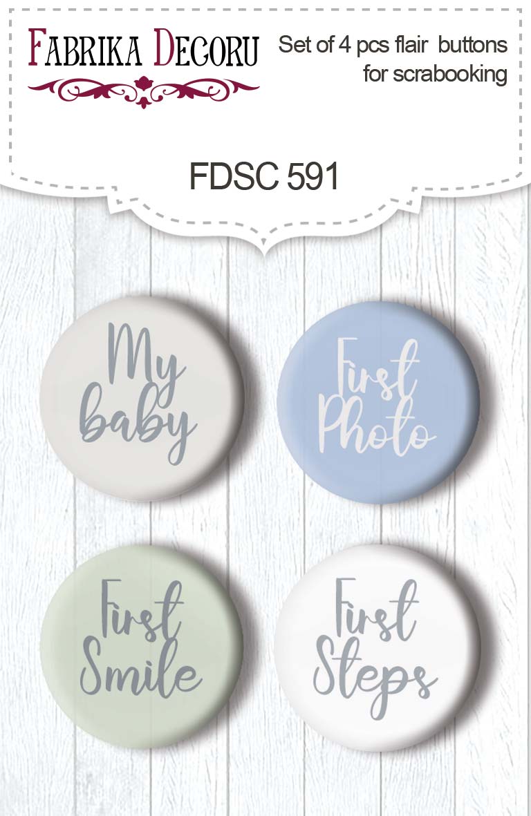 Set of 4pcs flair buttons for scrabooking Boho Baby Boy #591