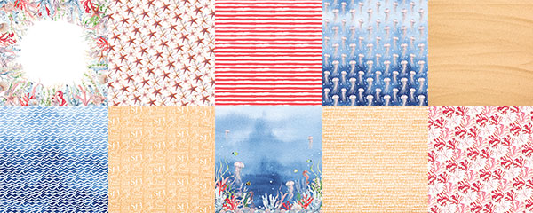 Double-sided scrapbooking paper set Sea soul 12"x12" 10 sheets - foto 0