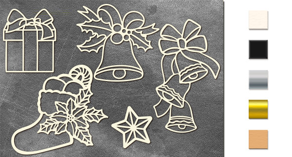 Chipboard embellishments set, Christmas set # 2  #643