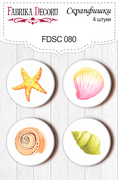 Set mit 4 Flair-Buttons für Scrapbooking #080 - Fabrika Decoru