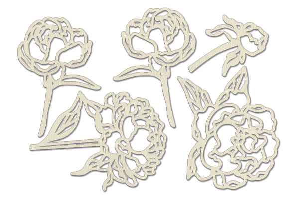 Chipboard embellishments set, Peony Garden #729