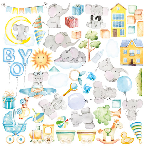 лист с картинками для вырезания my cute baby elephant boy 30,5х30,5 см