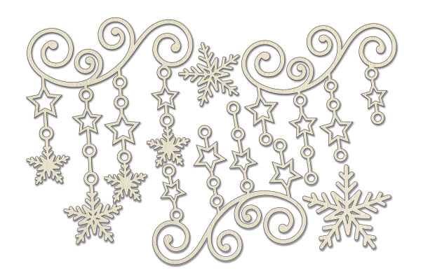 Chipboard embellishments set, Monogram with stars and snowflakes   #635