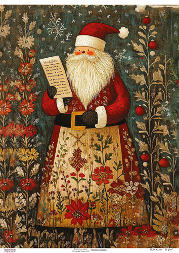 Decoupage Card "Santa Claus Reading a Letter", #0874, 29.7x42cm
