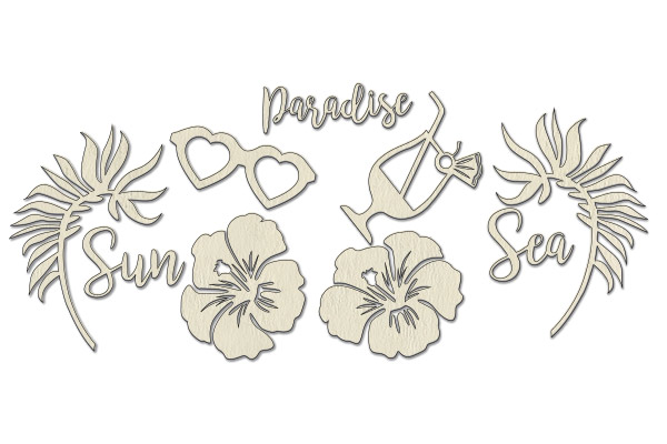 Chipboard embellishments set, "Tropical paradise 1" #150