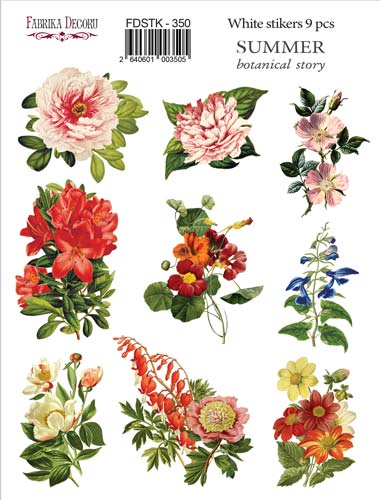Zestaw naklejek 9 szt, Summer botanical story #350 - Fabrika Decoru