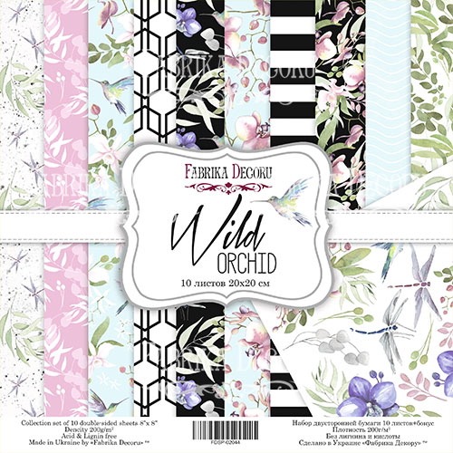 Double-sided scrapbooking paper set  Wild orchid 8"x8" 10 sheets