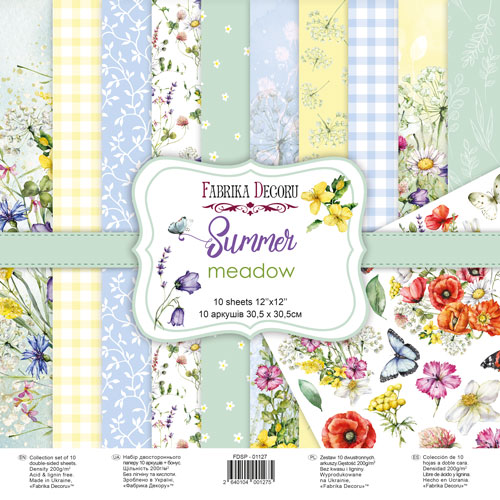 Double-sided scrapbooking paper set Summer meadow 12”x12", 10 sheets