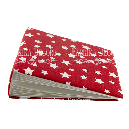 Blankoalbum mit weichem Stoffeinband Sterne auf Rot 20cm x 20cm - Fabrika Decoru