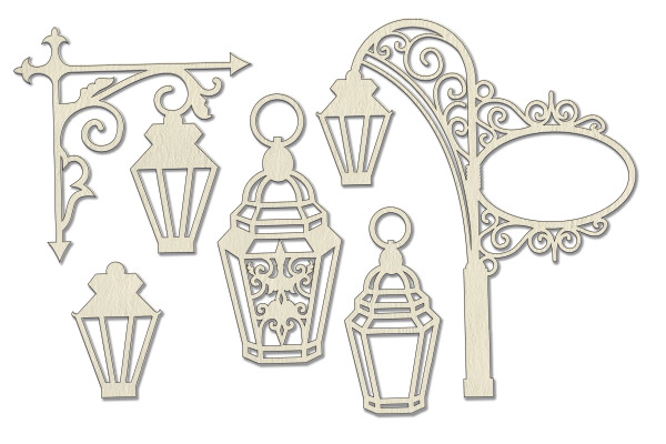 Chipboard embellishments set, "Flashlights" #065