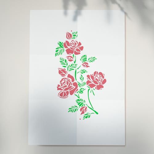 Трафарет многоразовый, 15 см x 20 см,  Роза бордюр, #425 - Фото 0