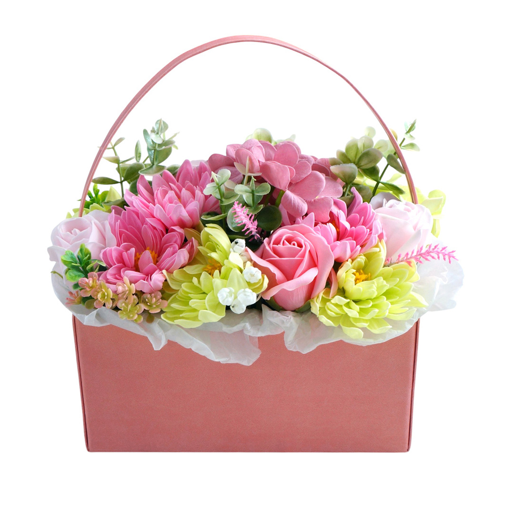 "Peach Elegy"  Flowers in a box purse, 200 x 200 x 100 mm - foto 2