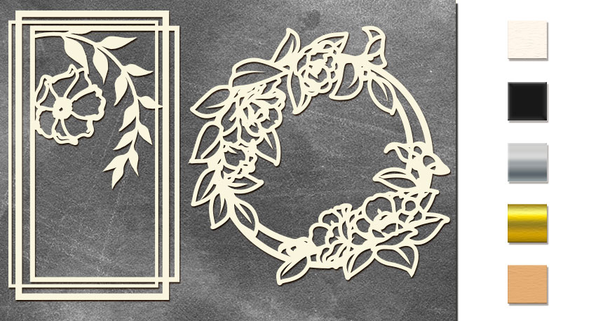 Spanplatten-Set Rahmen mit Blumen #606 - Fabrika Decoru