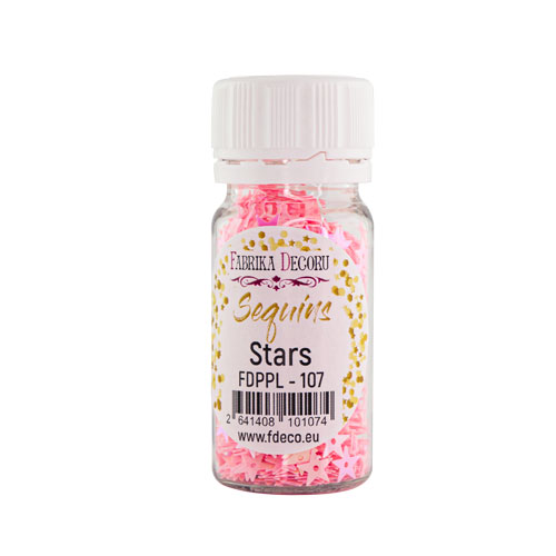 Sequins Stars, pink with golden nacre, #107