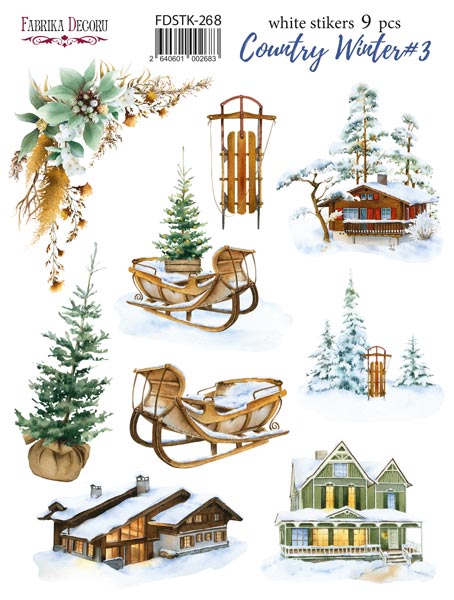 Zestaw naklejek 9szt, Country winter #268 - Fabrika Decoru