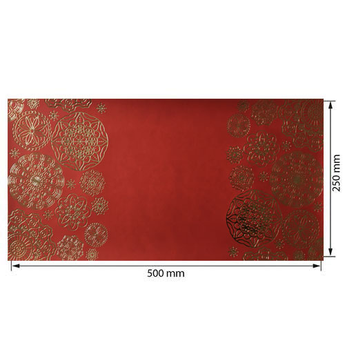 Skóra PU do oprawiania ze złotym tłoczeniem, wzór Złote serwetki czerwone, 50cm x 25cm  - foto 0  - Fabrika Decoru