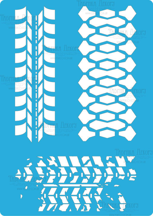 трафарет многоразовый 15x20см следы шин 1 #100 фабрика декору