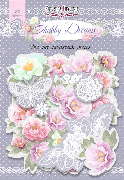 Zestaw wycinanek, kolekcja "Shabby dreams ",56 szt - Fabrika Decoru