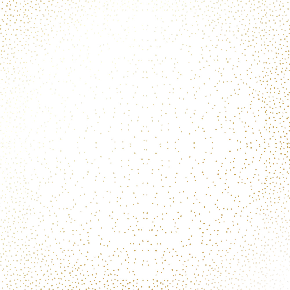 Sheet of single-sided paper with gold foil embossing, pattern Golden Mini Drops White, 12"x12"
