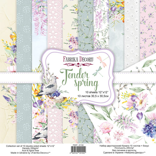 Zestaw papieru do scrapbookingu Tender spring 30,5x30,5cm - Fabrika Decoru