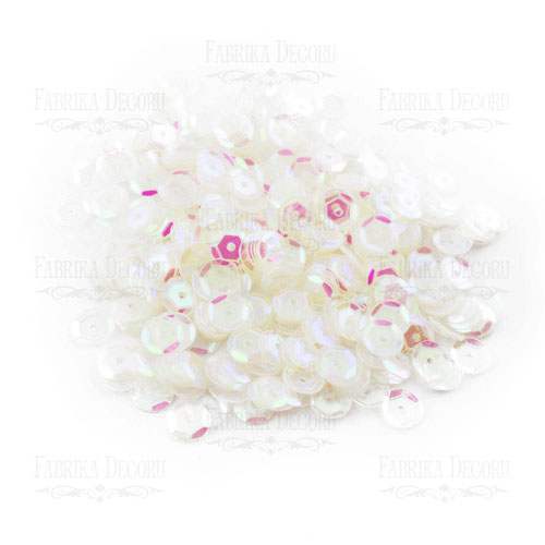 Sequins Round rosettes, cream with iridescent nacre, #214 - foto 0