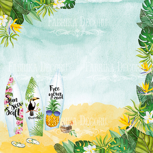 лист двусторонней бумаги для скрапбукинга "wild tropics-4" 20,5х20,5 см