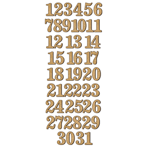 arabic numbers vintage, set of mdf ornaments for decoration #174