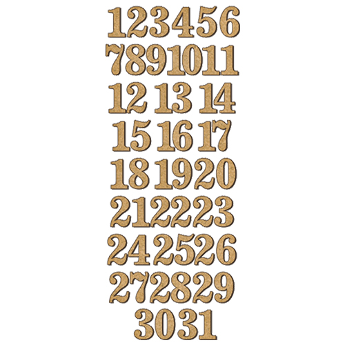 Arabic Numbers Vintage, Set of MDF ornaments for decoration #174