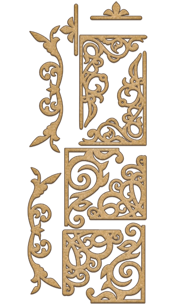 Set of MDF ornaments for decoration #146