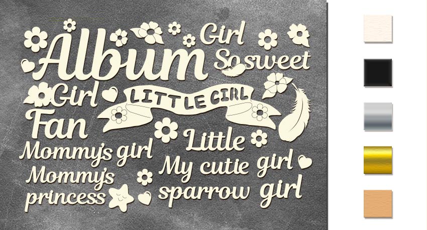 Chipboard embellishments set, Cutie sparrow girl #615