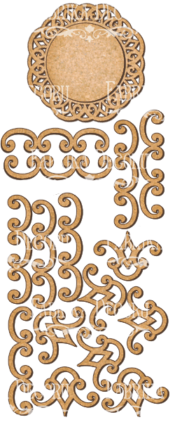 Set of MDF ornaments for decoration #101