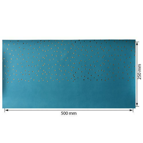 Piece of PU leather with gold stamping, pattern Golden Drops Bright blue, 50cm x 25cm - foto 0