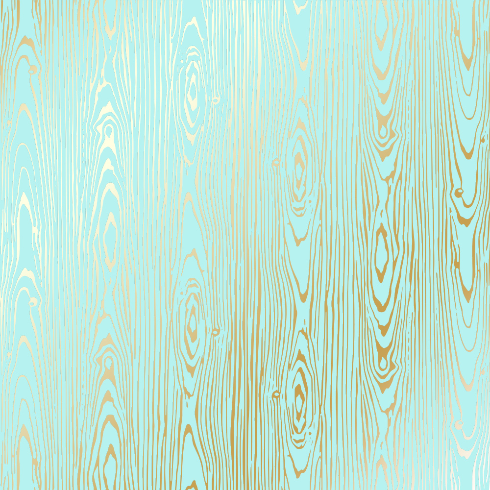 Blatt aus einseitigem Papier mit Goldfolienprägung, Muster Golden Wood Texture Turquoise, 12"x12" - Fabrika Decoru