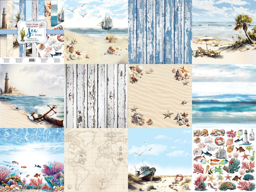 Zestaw papieru do scrapbookingu Sea of dreams , 30,5 cm x 30,5 cm - foto 0  - Fabrika Decoru